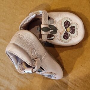 Donsje Heidi Violette Leather T-Bar Shoes, Rose Pink Flower Metallic Mary Janes